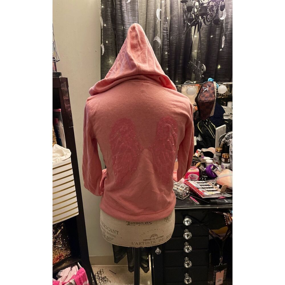Victoria's Secret VS Angel Wing Hoodie Xs Barbie pink/pink rhinestone sweatshirt